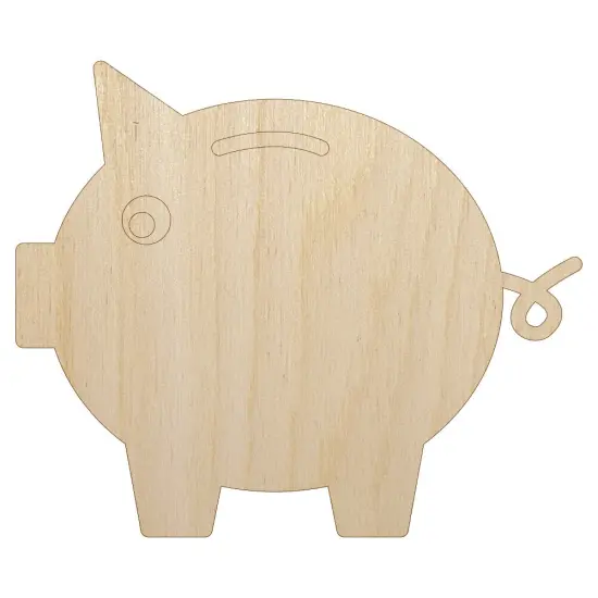Piggy Bank Solid Unfinished Wood Shape Piece Cutout for DIY Craft Projects {7}