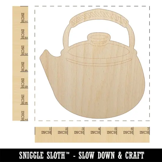 Classic Sweet Teapot Kettle Green Tea Unfinished Wood Shape Piece Cutout for DIY Craft Projects {1}