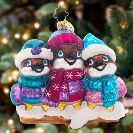 Christopher Radko Christopher Radko Bundle Up Birdies Glass Christmas Ornament 1021442 Blue {3}