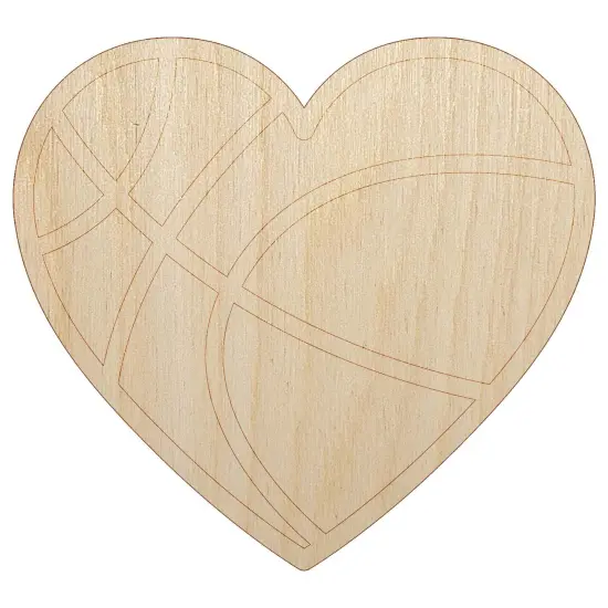 Heart Shaped Basketball Sports Unfinished Wood Shape Piece Cutout for DIY Craft Projects {2}