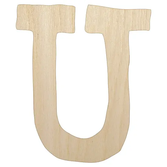 Letter U Uppercase Cute Typewriter Font Unfinished Wood Shape Piece Cutout for DIY Craft Projects {1}