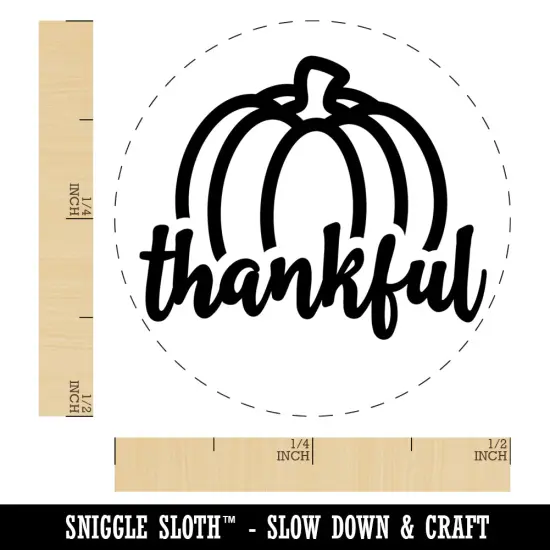 Thankful Pumpkin Thanksgiving Autumn Self-Inking Rubber Stamp Ink Stamper for Stamping Crafting Planners Red {1}