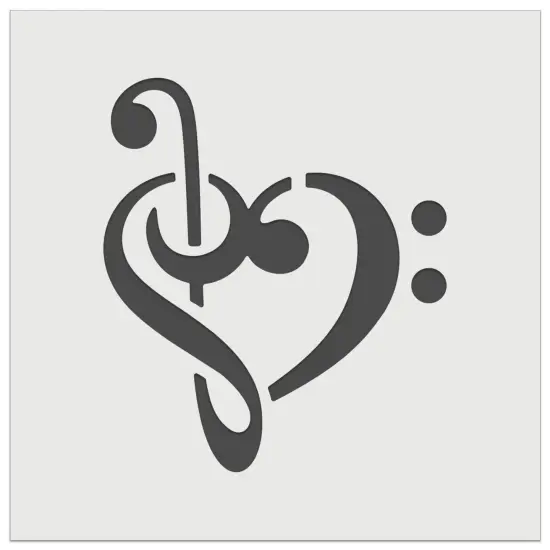 Treble Bass Clef Heart Music Love Wall Cookie DIY Craft Reusable Stencil {2}