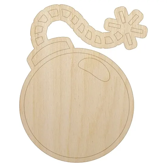 Cartoon Bomb with Fuse Unfinished Wood Shape Piece Cutout for DIY Craft Projects {7}