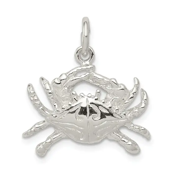 Sterling Silver Crab Charm Pendant Cancer Jewelry 17mm x 22mm {1}