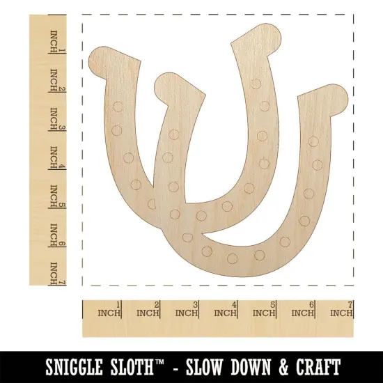 Double Horseshoe Lucky Unfinished Wood Shape Piece Cutout for DIY Craft Projects {1}