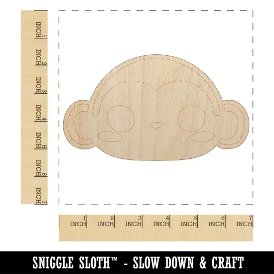Charming Kawaii Chibi Monkey Face Blushing Cheeks Unfinished Wood Shape Piece Cutout for DIY Craft Projects {1}