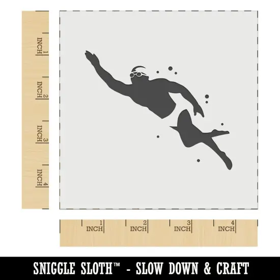 Swimmer Man Freestyle Swimming Diving Cap Goggles Wall Cookie DIY Craft Reusable Stencil {6}