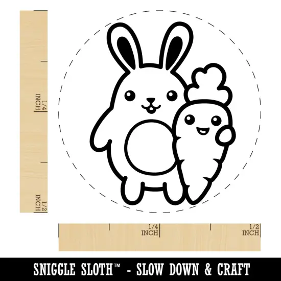Bunny Carrot Friends Easter Self-Inking Rubber Stamp for Stamping Crafting Planners Pink {1}