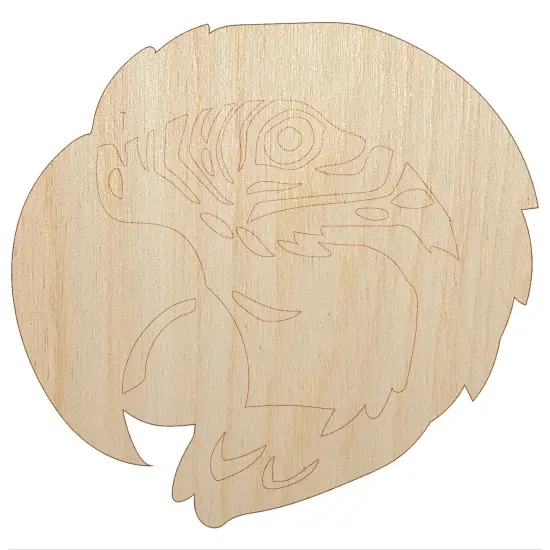 Macaw Parrot Bird Head Unfinished Wood Shape Piece Cutout for DIY Craft Projects {2}