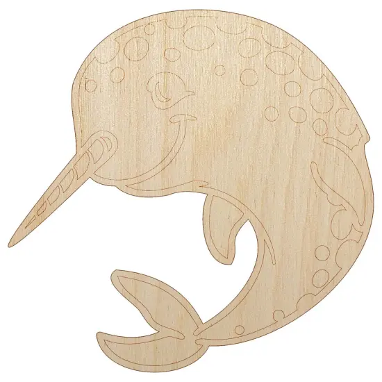 Cheery Spotted Narwhal Unfinished Wood Shape Piece Cutout for DIY Craft Projects {2}