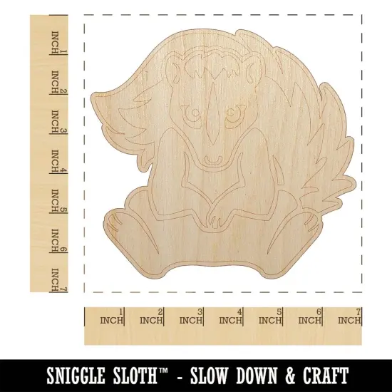 Sweet Skunk Sitting Unfinished Wood Shape Piece Cutout for DIY Craft Projects {1}