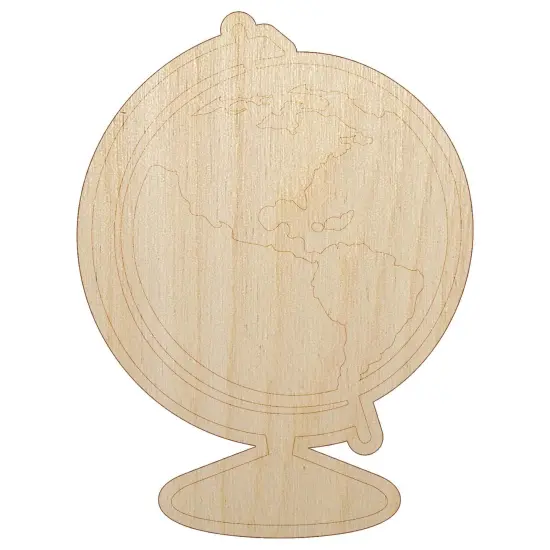 Explorer World Globe of Planet Earth Unfinished Wood Shape Piece Cutout for DIY Craft Projects {2}