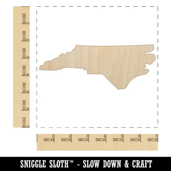 North Carolina State Silhouette Unfinished Wood Shape Piece Cutout for DIY Craft Projects {1}