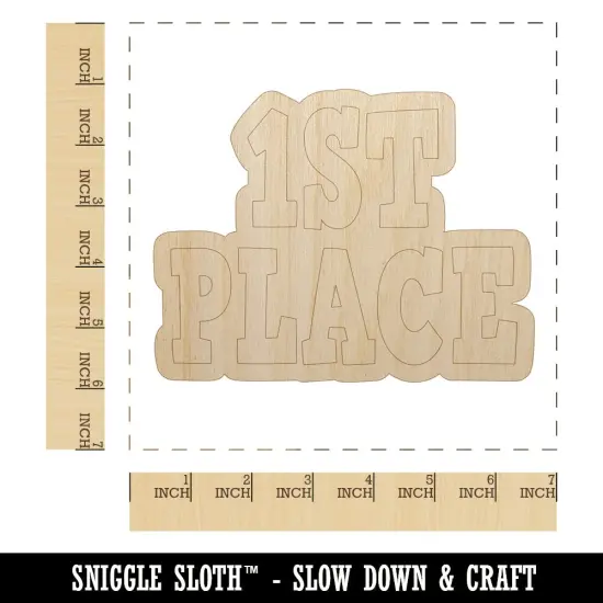First Place Fun Text Unfinished Wood Shape Piece Cutout for DIY Craft Projects {1}