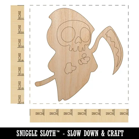 Cute Grim Reaper Death Halloween Unfinished Wood Shape Piece Cutout for DIY Craft Projects {1}