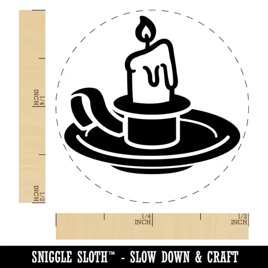 Candle on a Holder Self-Inking Rubber Stamp for Stamping Crafting Planners Lime Green {1}