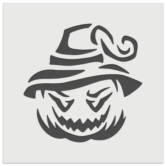 Jack-O'-Lantern Pumpkin Wearing Witch Hat Halloween Wall Cookie DIY Craft Reusable Stencil {2}