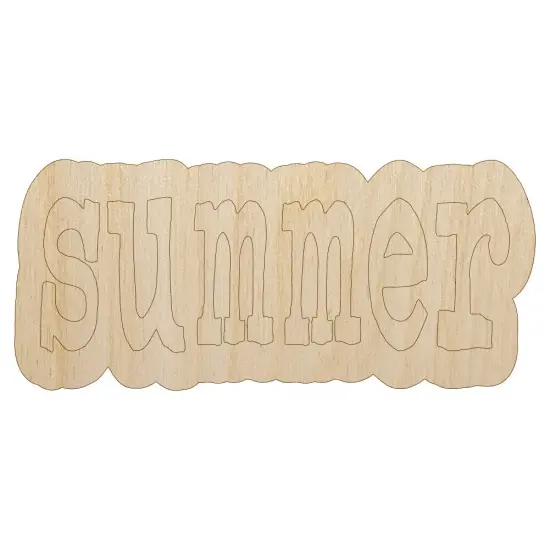 Summer Fun Text Unfinished Wood Shape Piece Cutout for DIY Craft Projects {1}