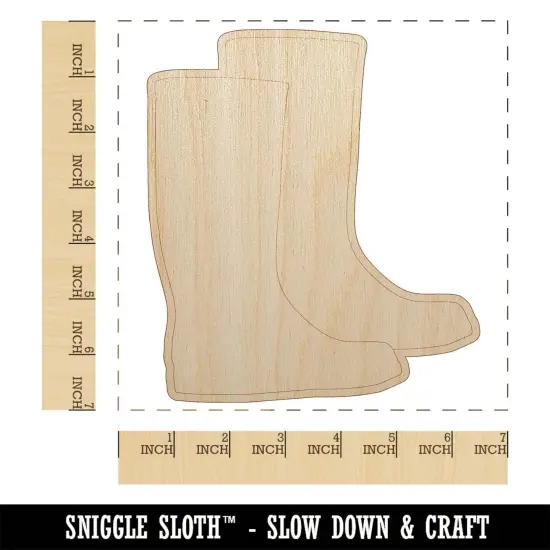 Rain Boots Solid Unfinished Wood Shape Piece Cutout for DIY Craft Projects {1}