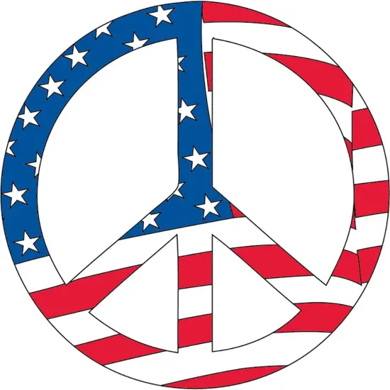 American Flag Peace Sign Car Fridge Locker Decal (2-5/8") {1}