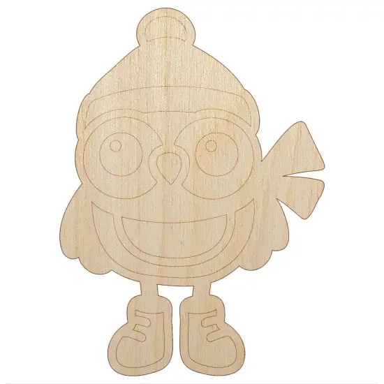 Winter Owl with Hat Scarf Unfinished Wood Shape Piece Cutout for DIY Craft Projects {7}