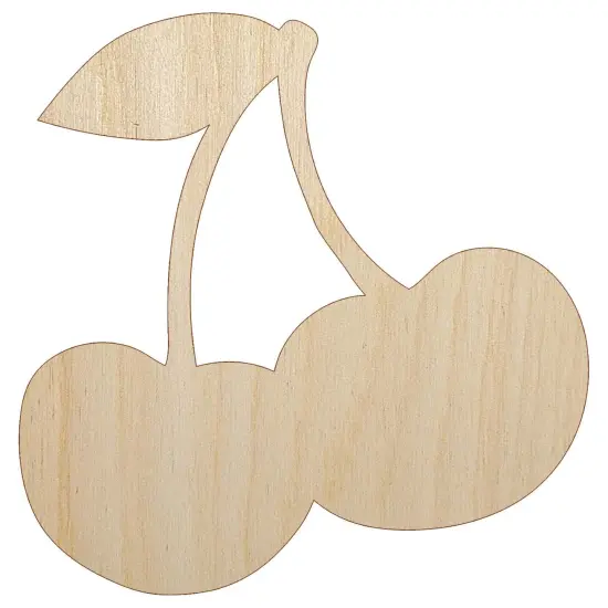 Couple of Shiny Cherry Fruits Cherries Unfinished Wood Shape Piece Cutout for DIY Craft Projects {2}