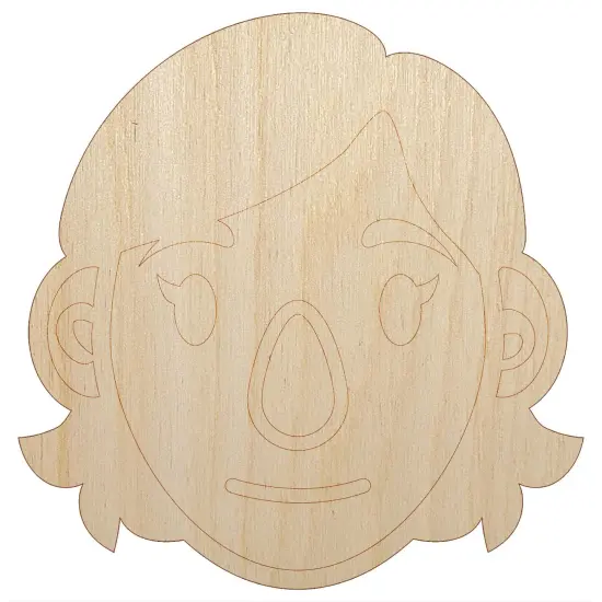 Human Female Character Face Unfinished Wood Shape Piece Cutout for DIY Craft Projects {7}