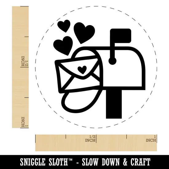 Cute Mailbox with Hearts Self-Inking Rubber Stamp for Stamping Crafting Planners Red {1}