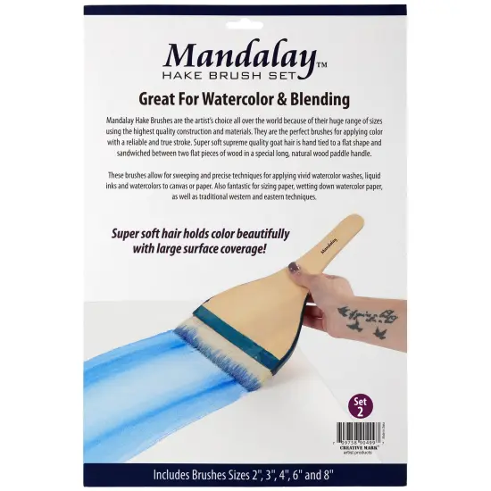 Creative Mark Mandalay Professional Goat Hair Hake Brush - Wide Paint Brushes with Paddle Handle for Professional Artists - Soft Natural Bristles Ideal for Sumi-e and Color Washes {2}