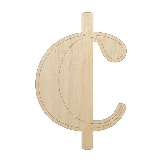 Cents Symbol Unfinished Wood Shape Piece Cutout for DIY Craft Projects {1}
