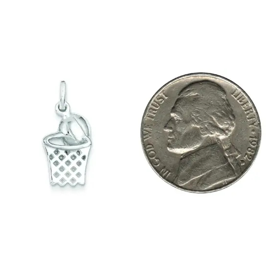 Sterling Silver Basketball Hoop Charm Sports Jewelry 18mm x 12mm {2}