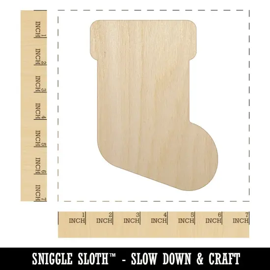 Christmas Stocking Solid Unfinished Wood Shape Piece Cutout for DIY Craft Projects {1}