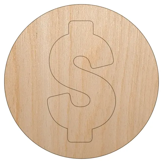 Dollar Sign Money in Circle Unfinished Wood Shape Piece Cutout for DIY Craft Projects {7}