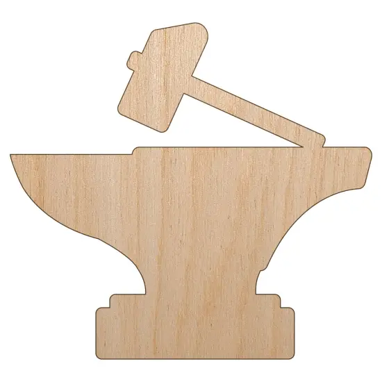 Hammer and Anvil Blacksmith Icon Unfinished Wood Shape Piece Cutout for DIY Craft Projects {7}
