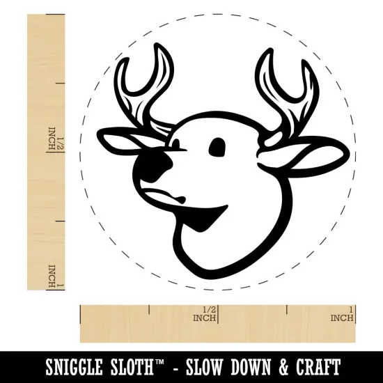 Deer Buck Head Self-Inking Rubber Stamp for Stamping Crafting Planners Blue {1}