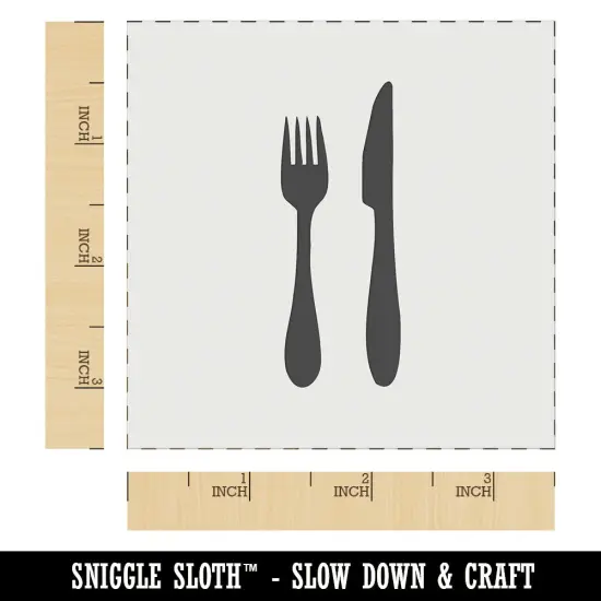 Fork Knife Utensils Eating Sketch Wall Cookie DIY Craft Reusable Stencil {5}