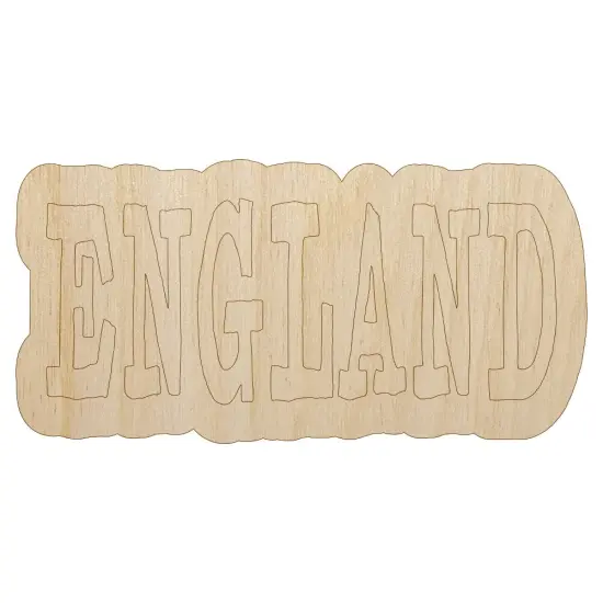 England Fun Text Unfinished Wood Shape Piece Cutout for DIY Craft Projects {1}