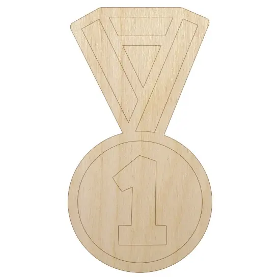 Sport Team Medal First Place Unfinished Wood Shape Piece Cutout for DIY Craft Projects {7}