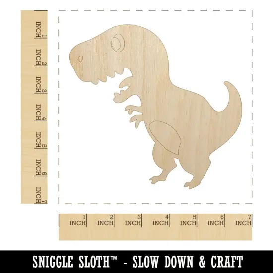 Cute Tyrannosaurus Rex Dinosaur Unfinished Wood Shape Piece Cutout for DIY Craft Projects {1}