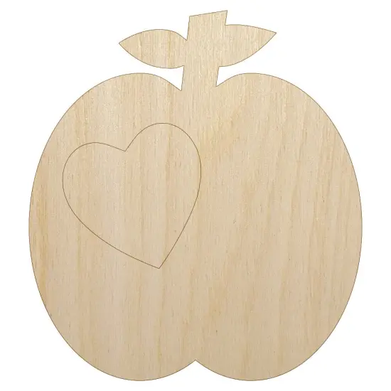 Apple with Heart Unfinished Wood Shape Piece Cutout for DIY Craft Projects {7}