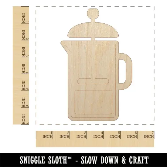 French Press Coffee Unfinished Wood Shape Piece Cutout for DIY Craft Projects {1}