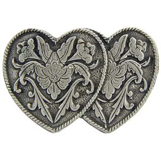 Two Hearts Pewter Pin Pewter 1" {1}
