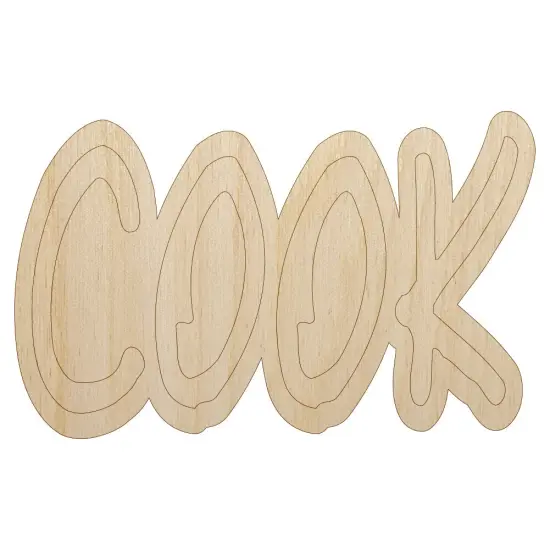 Cook Fun Text Unfinished Wood Shape Piece Cutout for DIY Craft Projects {1}