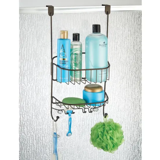 mDesign Steel Portable Over Door Hanging Shower Caddy Storage Organizer {2}