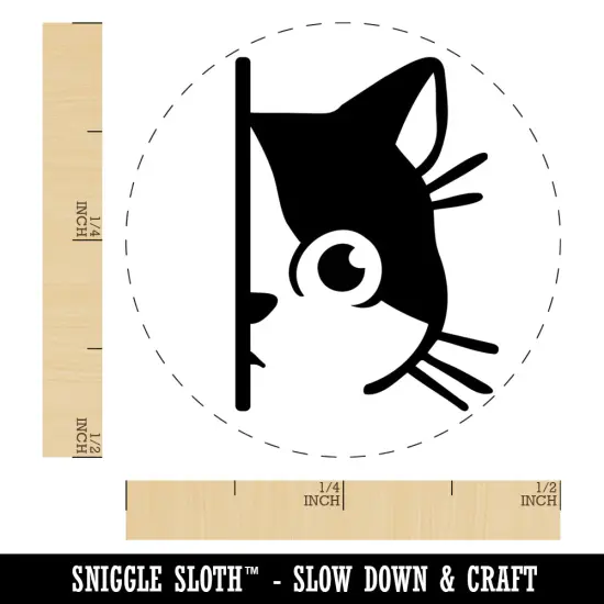 Curious Kitty Cat Hiding Peeking Around Corner Self-Inking Rubber Stamp Ink Stamper for Stamping Crafting Planners Fuchsia {1}
