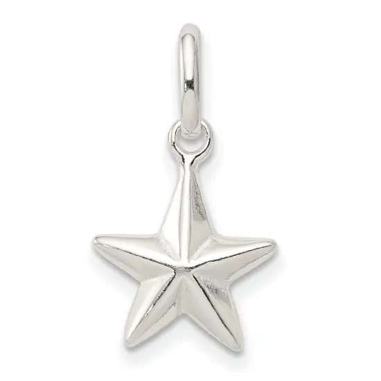 Sterling Silver Star Charm Pendant Celestial Jewelry 18mm x 12mm {1}