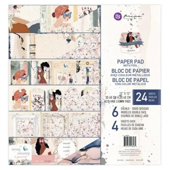 Prima Marketing Inc. Indigo 12x12 Double-Sided Cardstock Paper Pad With Foil-24 sheets {1}