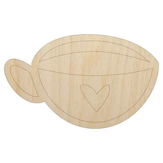 Fun Cup of Tea Coffee with Heart Unfinished Wood Shape Piece Cutout for DIY Craft Projects {7}