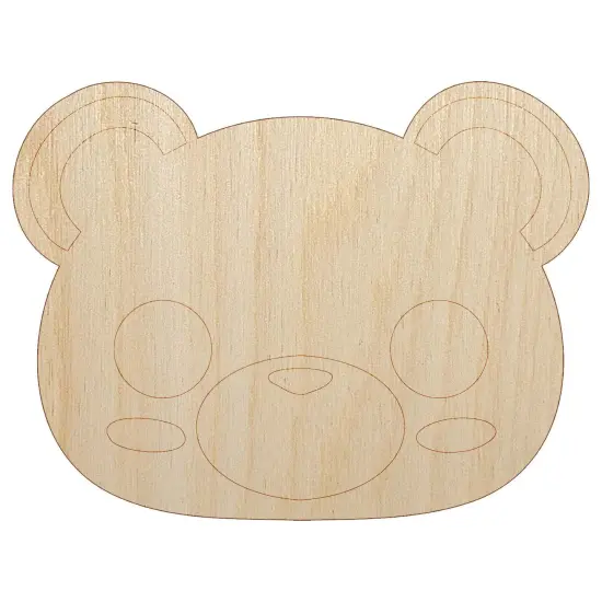 Charming Kawaii Chibi Bear Face Blushing Cheeks Unfinished Wood Shape Piece Cutout for DIY Craft Projects {7}
